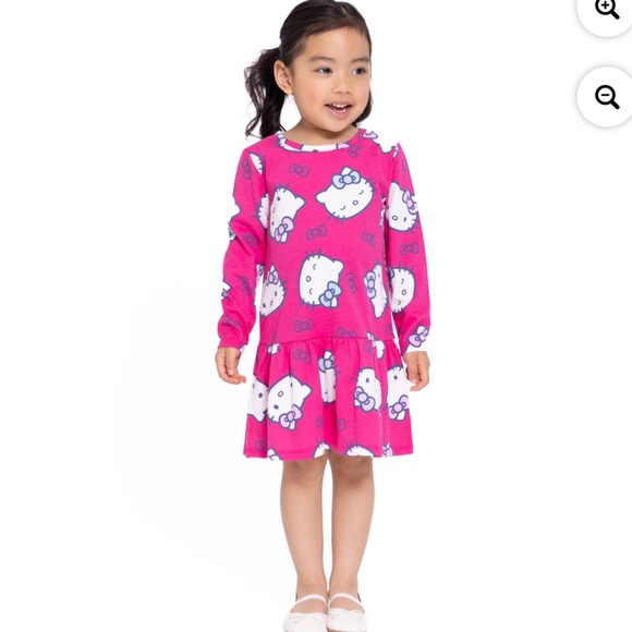 Hello Kitty Toddler Girls Pink Long Sleeve Drop Waist Dress Size 5T NWT - Picture 7 of 8